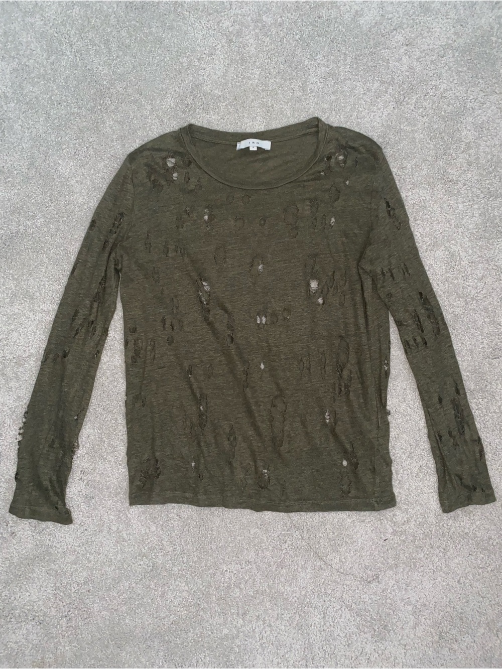 Iro Linen Distressed Long Sleeve T-Shirt